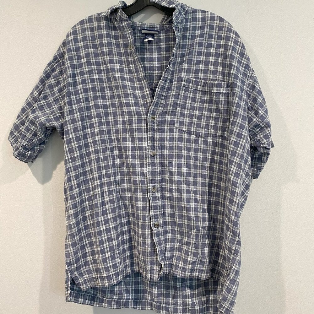 Sideout Blue Plaid Button Down - Size Large